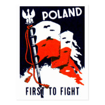 WWII Polen, först att slåss affischen Vykort