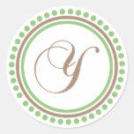 Y-Monogram (den Mintgrönt/bruntet pricker cirklar) Klistermärken