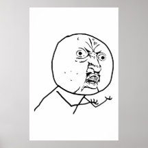 Y U inget komiskt ansikte för grabb Affisch