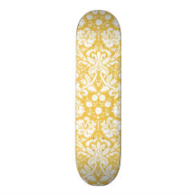 Yellow damask pattern custom skateboard