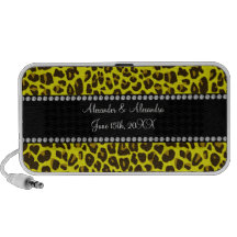 Yellow leopard wedding favors laptop speakers