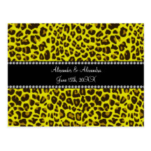 Yellow leopard wedding favors post card
