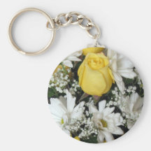 Yellow Rose white daisies Key Chain