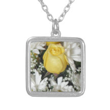 Yellow Rose white daisies Pendant
