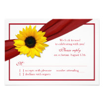 Yellow Sunflower Deep Red Ribbon Wedding RSVP inbjudningar