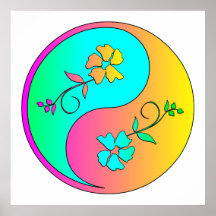 Yin Yang blommor Print