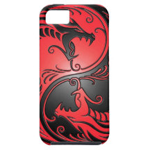 Yin Yang drakar, rött och svart iPhone 5 Case-Mate Fodraler