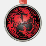 Yin Yang drakar, rött och svart Julgranskulor