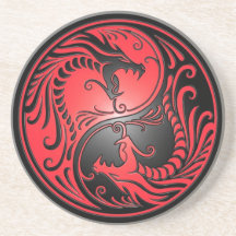 Yin Yang drakar, rött och svart Underlägg