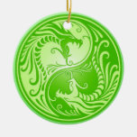 Yin Yang drakar som är ljusa - grönt Julgransdekoration
