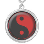 YIN YANG SVART RÖD 3D PERSONLIGA HALSBAND