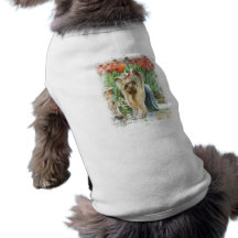 Yorkie valentintulpan och hjärtor hund tee