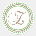 Z-Monogram (den Mintgrönt/bruntet pricker cirklar) Runda Klistermärken