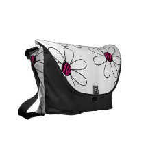 Zebra mönstrad messenger bag för svartvit daisy