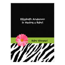 Zebra mönstrad rosa daisy för moderiktig baby show tillkännagivande