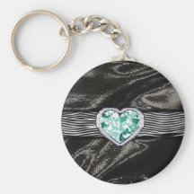 Zebra Print aqua Jewel Pattern Black Satin Key Chains