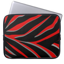 Zebra ränder i rött & svart laptopskydd fodral