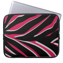 Zebra ränder i shock rosa & svart laptop datorfodral
