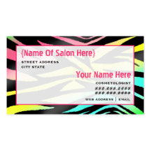 Zebra tryck för neon för Cosmetologistsalong möte Visit Kort
