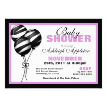Zebra tryck sväller purpurfärgad baby showerinbjud