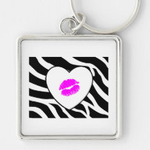 Zebra tryckrosakyss nyckelring