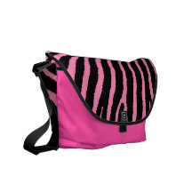 Zebra tryckrosasvarten görar randig messenger bag