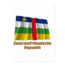 Zentralafrikanische Republik Flagge mit Namen Vykort
