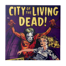 Zombie - vintagefasatecknad kakel