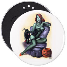 Zombieflickan klämmer fast upp pins