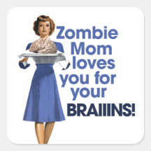 Zombiemamma Fyrkantiga Klistermärken