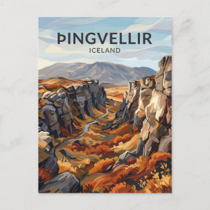 Þingvellir Island är fel, texten är inte på amerik Vykort