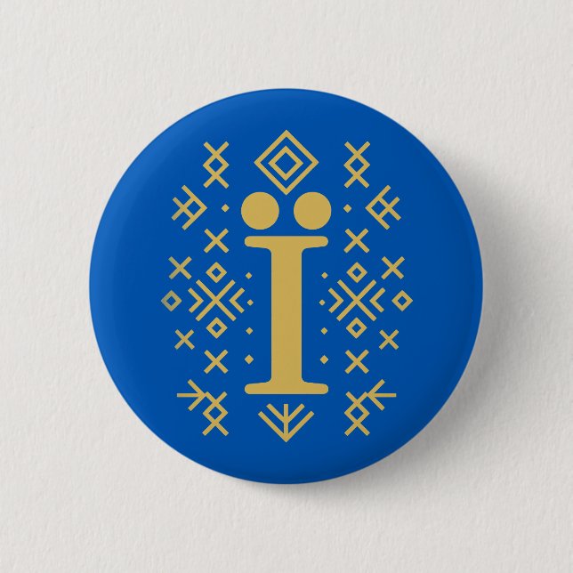 Ї Symbol i ukrainsk folkpattern - Kulturarv Knapp (Framsida)