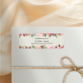 Е Rosa Röd ros Guld Bröllop Returadress Etikett