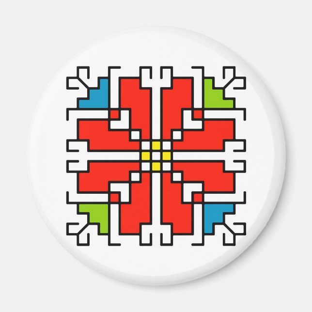 М0041 Magnet bulgarisk folkmotif shevitsa red (Framsidan)