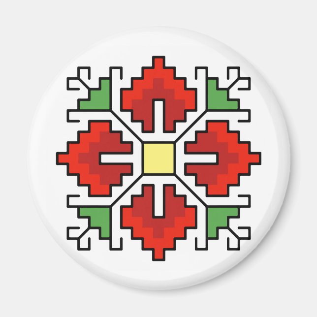 М0061 Magnet bulgarisk folkmotif shevitsa red (Framsidan)
