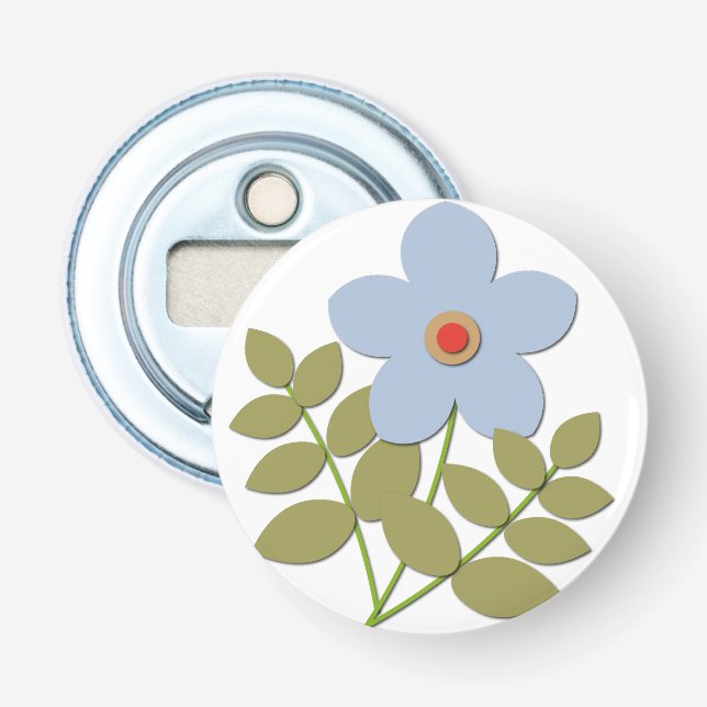 С enkel blå blomma flasköppnare (Framsidan)