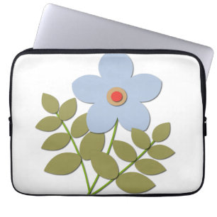 С enkel blå blomma laptop fodral