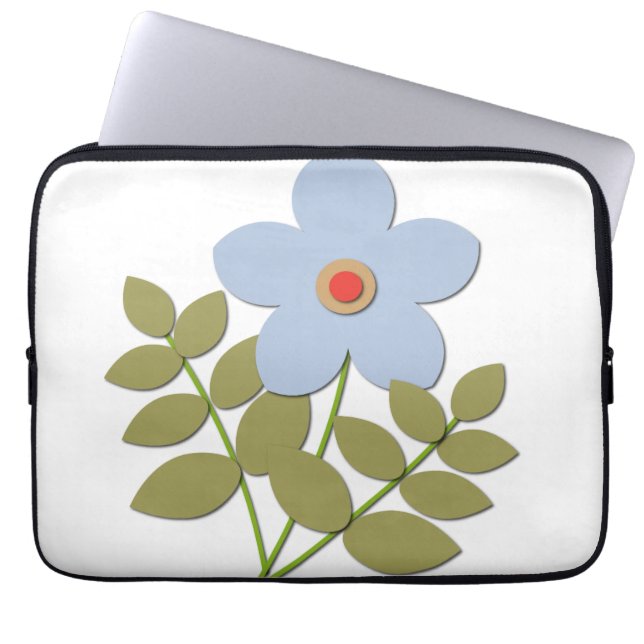 С enkel blå blomma laptop fodral (Framsidan)