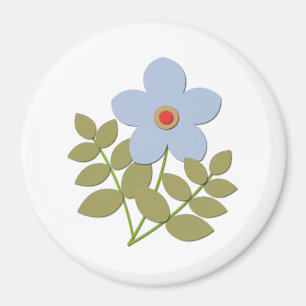 С enkel blå blomma magnet