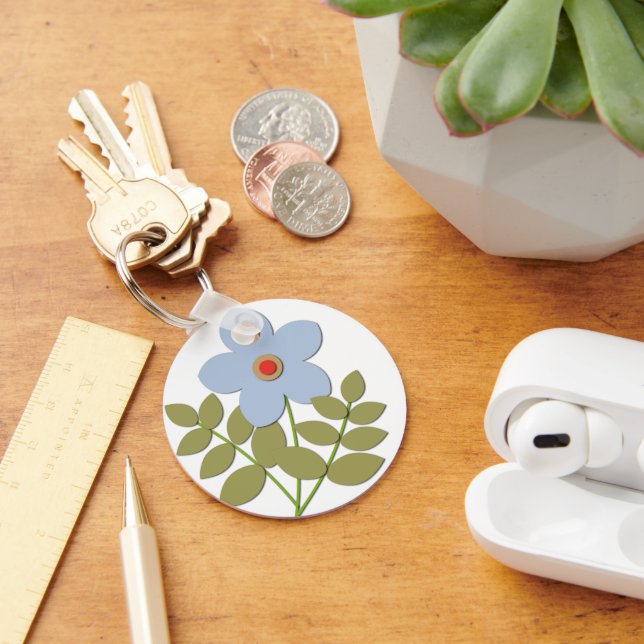 С enkel blå blomma nyckelring (Skrivbord)