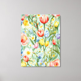 С Fält vid den olorösa Blommigten i Vår. Färgning Canvastryck