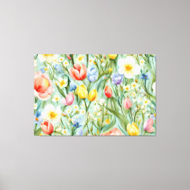 С Fält vid den olorösa Blommigten i Vår. Färgning Canvastryck