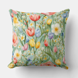 С Fält vid den olorösa Blommigten i Vår. Färgning Kudde