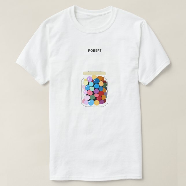 С färglösa kanyler i ett glas burk t shirt (Design framsida)