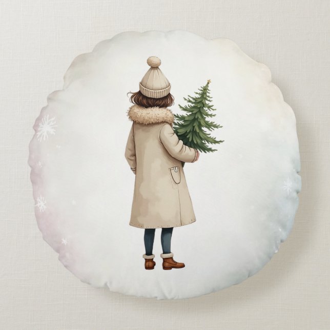 С Hristmas-kudde Rund Kudde (Framsidan)