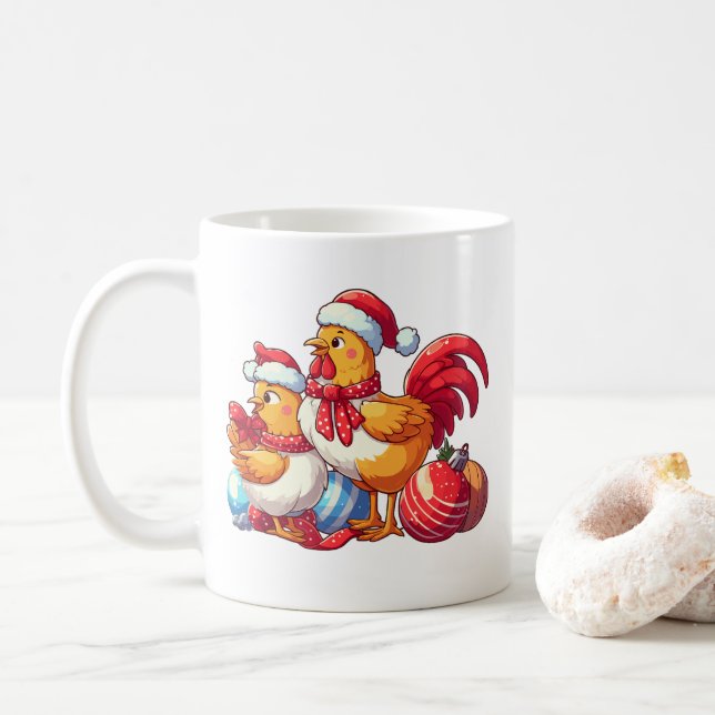 С jullycklingar, Julafton Farm Chickens Kaffemugg (Med munk)