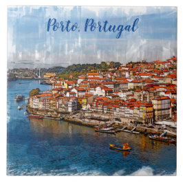 С Porto, Douro-floden. Portugal Kakelplatta