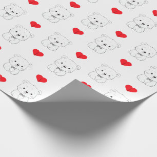 С ut björn unge, fluga, rött hjärta presentpapper
