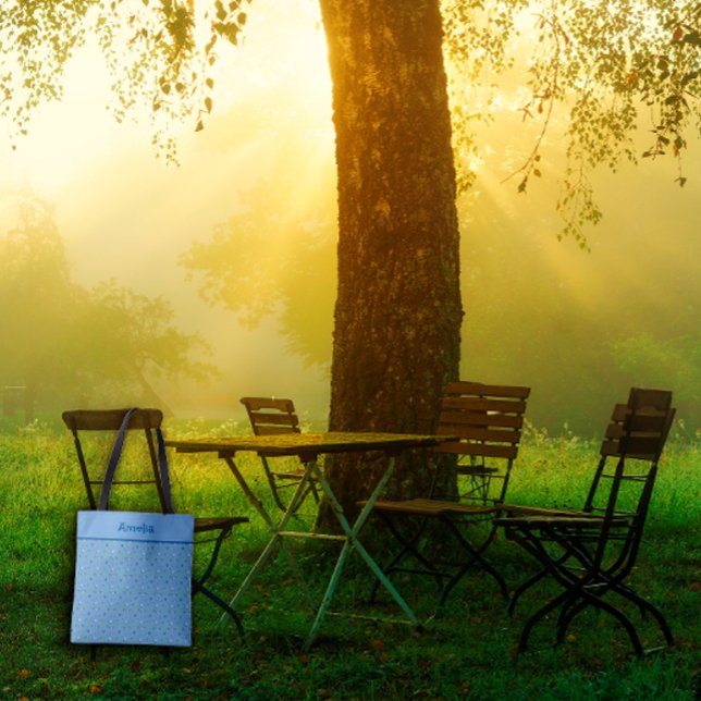 С ut blåbär, vattenfärg mönster namn blå tygkasse (Skapare uppladdad)