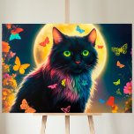 С vid butterfly, blommor från måne glor, ljusglimt canvastryck<br><div class="desc">En svart katt mot en bakgrund av månljus,  omgiven av vilda blommor och fjärilar,  en atmosfär av magi och lugn på ljusa färger. (SNÄLLA! - Se även andra nya samlingar för fler val)</div>